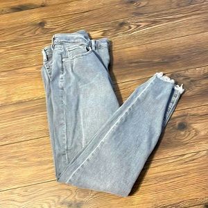 Loft curvy fit skinny deconstructed hem jeans